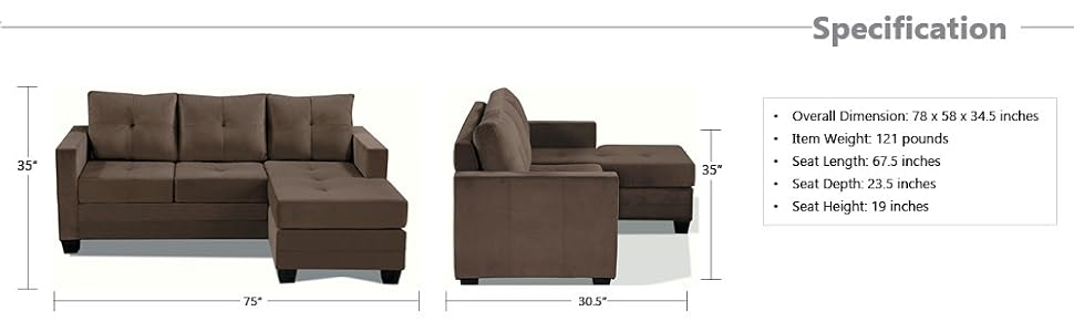 Amazon.com: Lexicon Homelegance Phelps 78" X 58" Microfiber Reversible ... for Unveiling the Comfort and Style of the Lexicon Phelps Velvet Sofa Chaise
