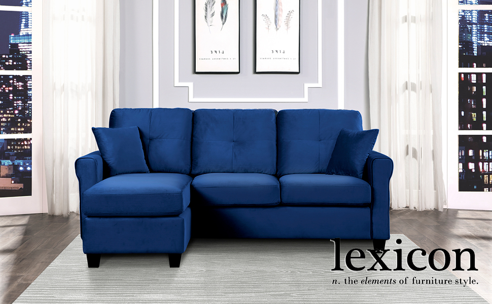 Amazon.com: Lexicon Levi Reversible Sofa Chaise, Blue : Home &Amp; Kitchen within Unveiling the Comfort and Style of the Lexicon Phelps Velvet Sofa Chaise