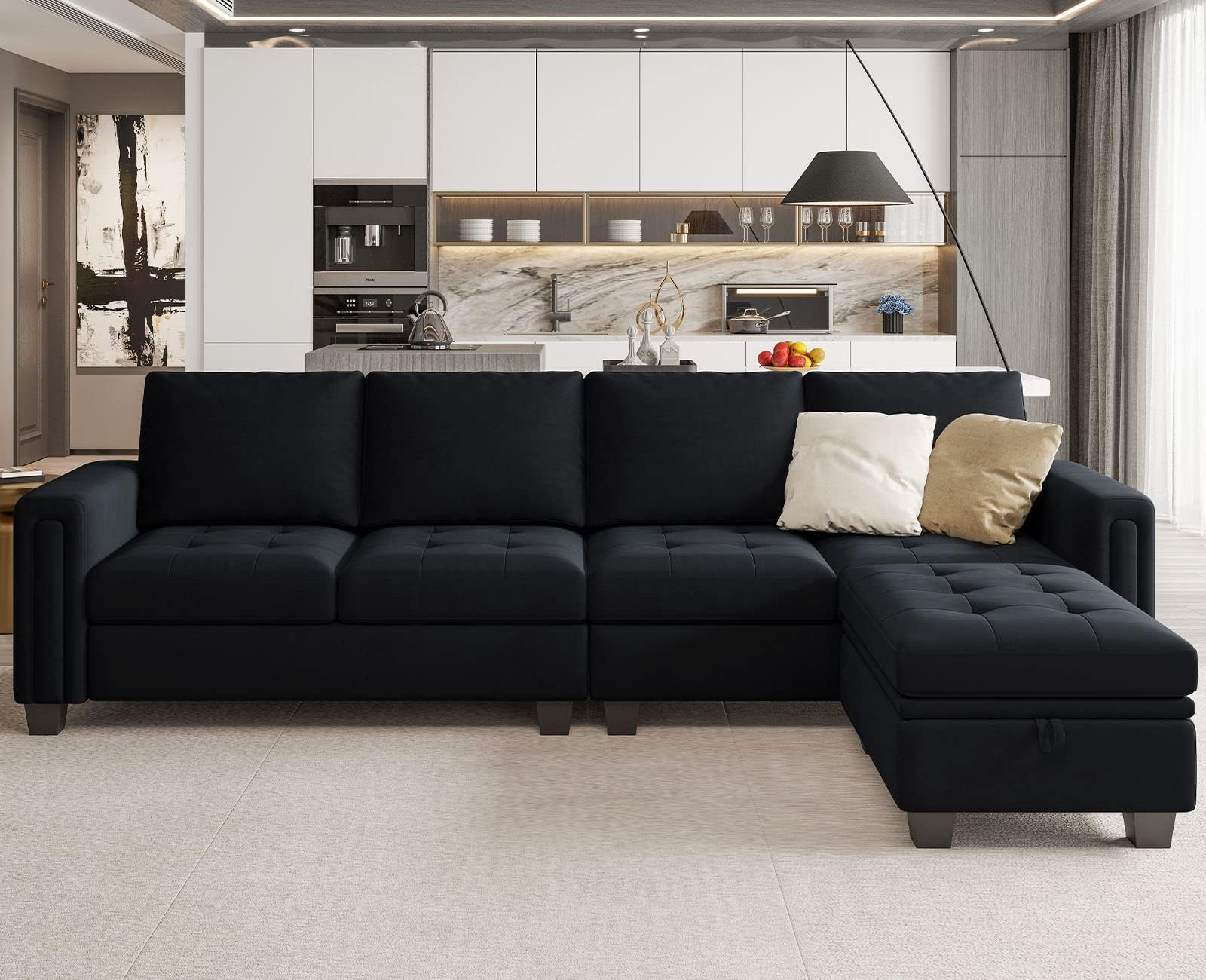 Amazon.com: Lilola Home Simona Gray Velvet Fabric 8Pc Reversible ... with Why the Lilola Home Simona Sectional is a Game Changer for Comfort