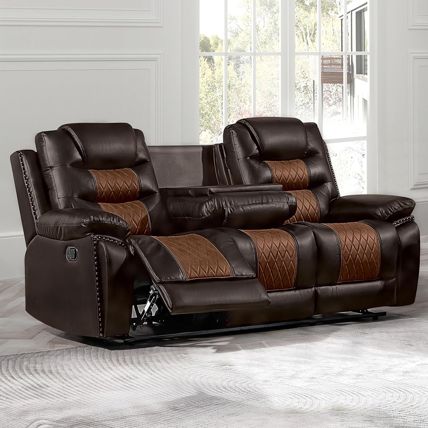 Amazon.com: New Classic Furniture Nikko Faux Leather Manual Sofa With ... within