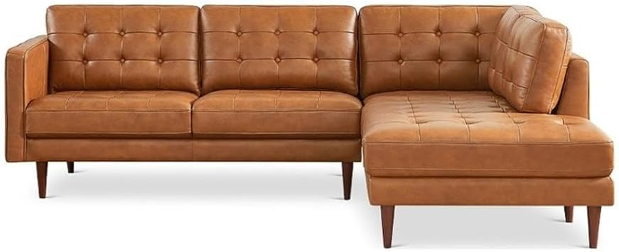 Amazon.com: Pemberly Row Mid-Century L-Shaped Leather Right-Facing ... inside