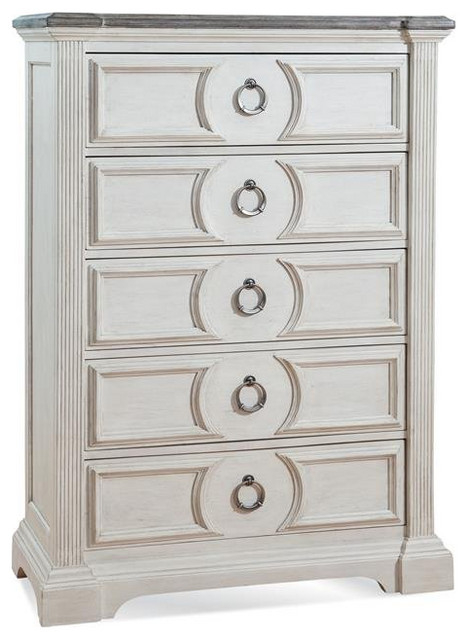 American Woodcrafters Brighten Distressed Antique White Wood 5-Drawer ... with How a Pure White Wood Chest Can Brighten Your Living Space