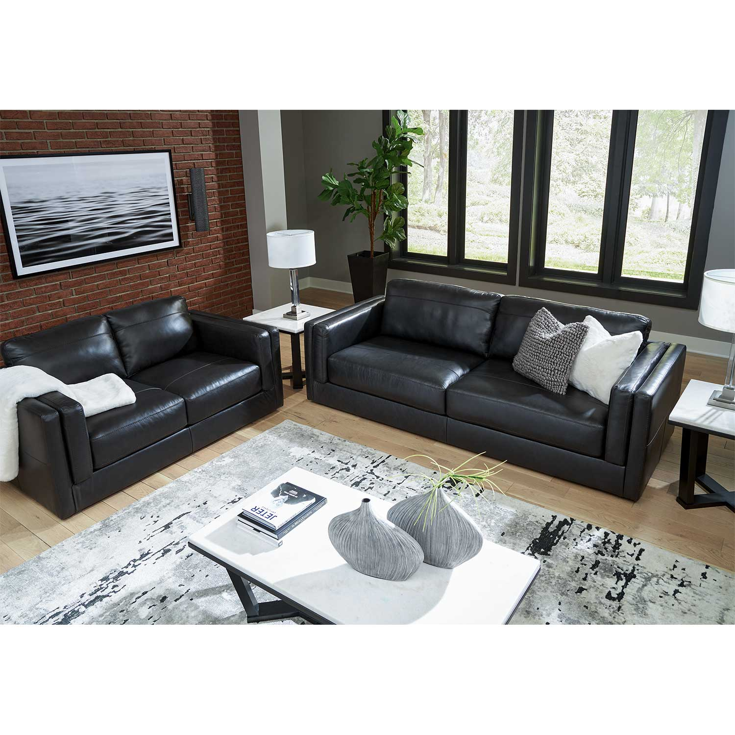 Amiata Onyx Leather Sofa | 0Dd-574S | Afw.com intended for Experiencing Luxury The Birmingham Sofa in Onyx Black Leather