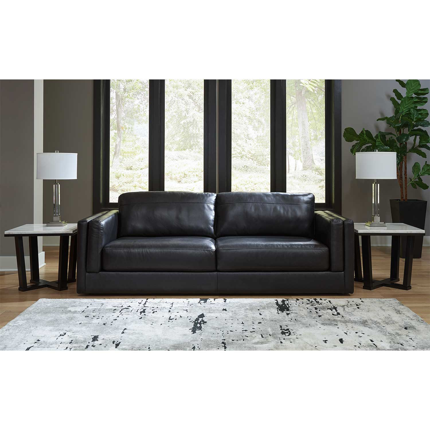 Amiata Onyx Leather Sofa | 0Dd-574S | Afw.com with Experiencing Luxury The Birmingham Sofa in Onyx Black Leather