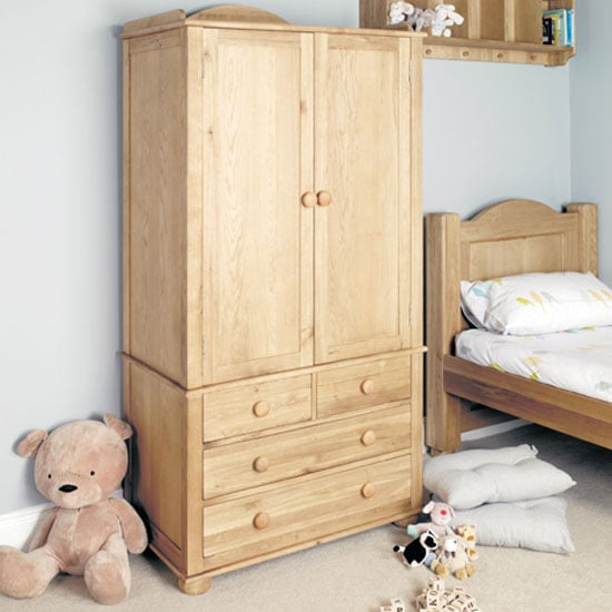 Amila Wooden Childrens Double Wardrobe In Oak 21491 throughout