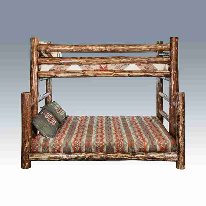 Amish “Glacier Country” Pine Log Bunk Bed – Twin/Full By Montana Woodworks within Maximizing Space The Glacier Country Bunk Bed Futon Solution