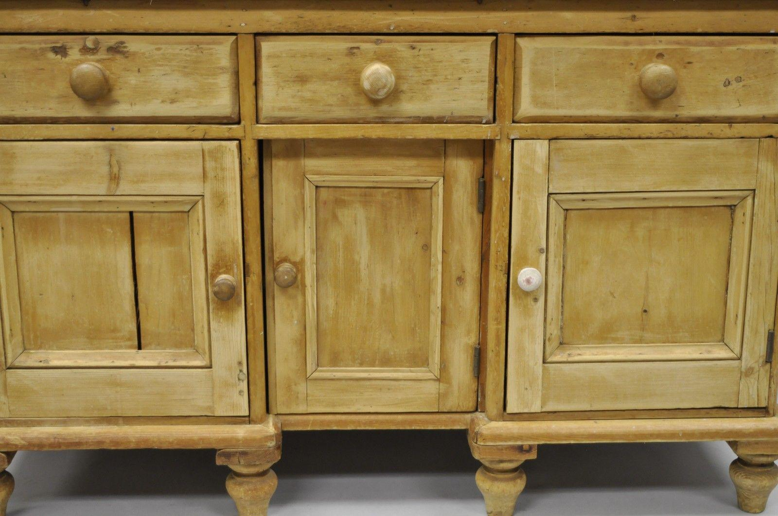 Antique Pine Wood Distressed Sideboard | Chairish inside Tips for Styling and Caring for Your Pine Wood Sideboard