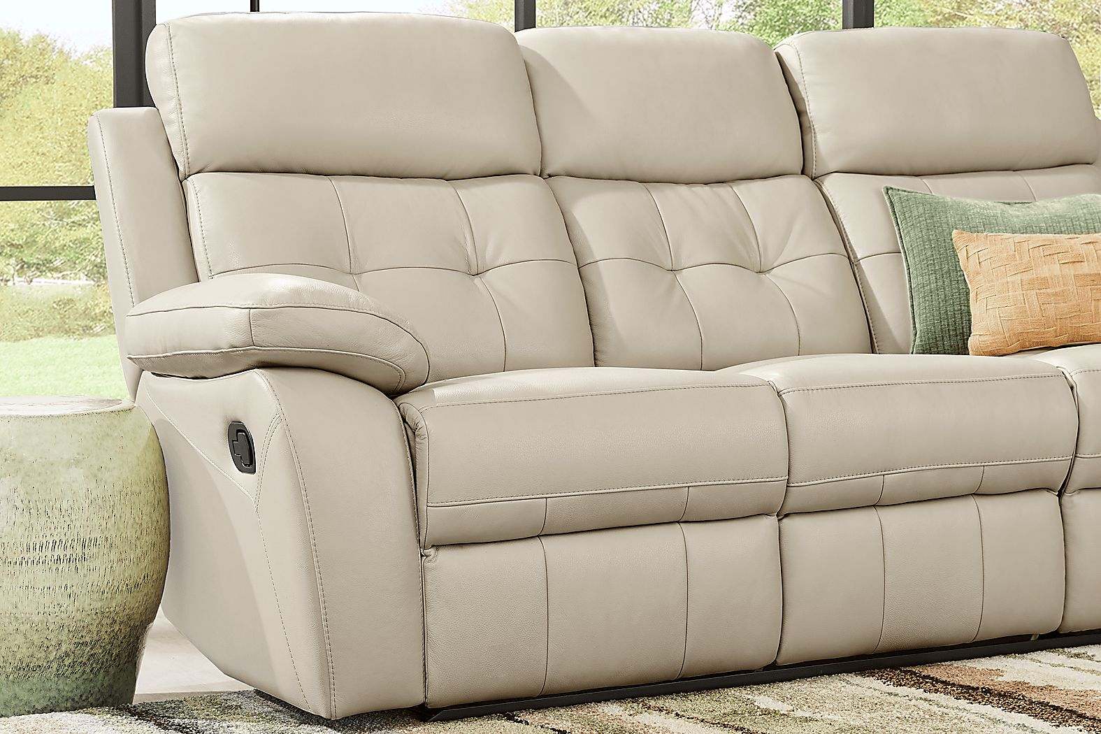 Antonin 2 Pc Beige Leather Non-Power Reclining Living Room Set With ... regarding