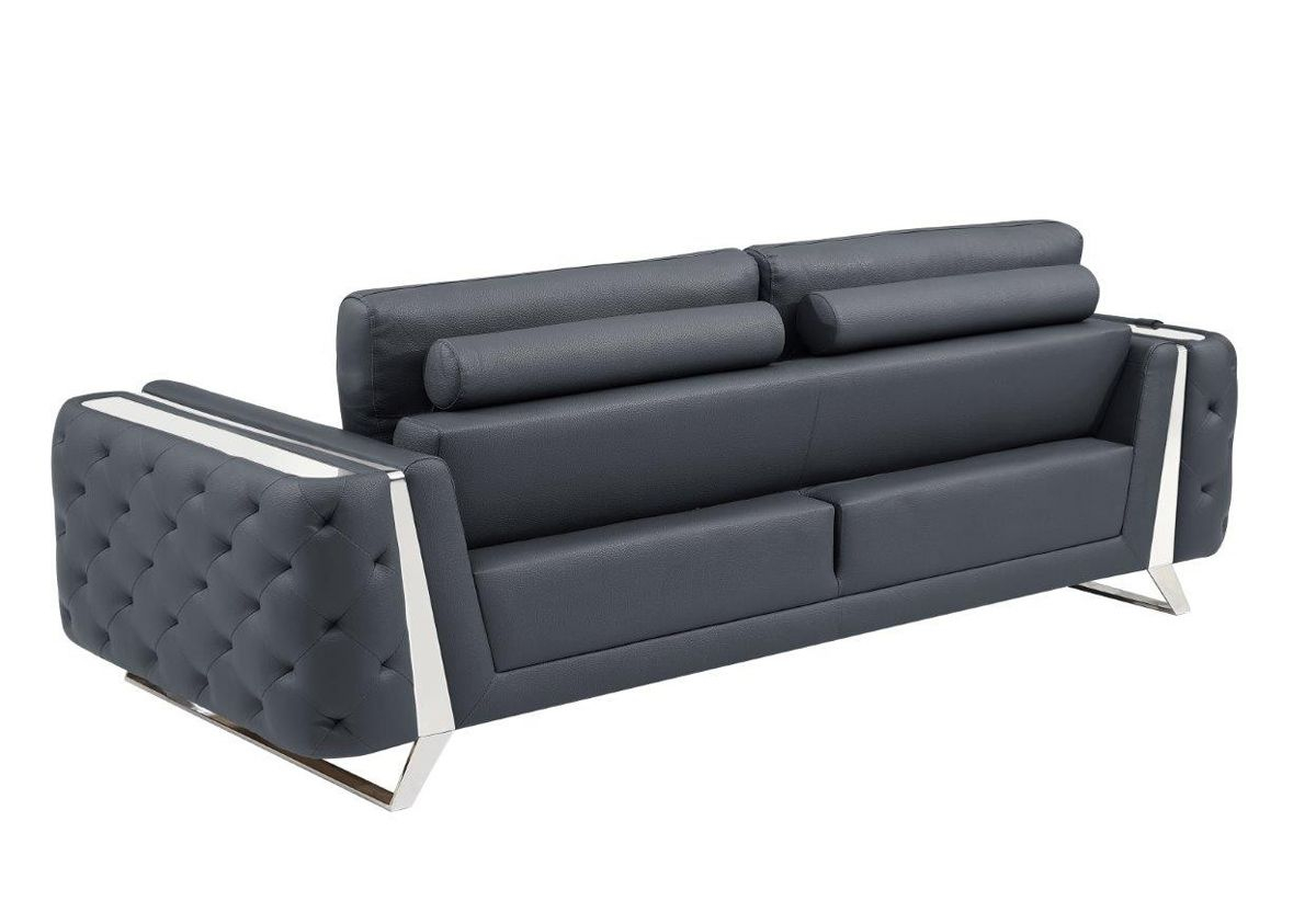 Ariana Grey Italian Leather Modern Sofa within