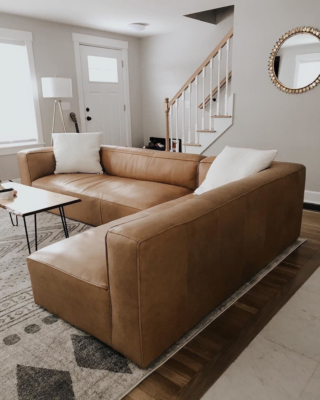 Article Tan Leather Sectional | Leather Sofa Living Room, Home Living ... pertaining to Why the Pemberly Row Tan Leather Sectional is a Living Room Game-Changer