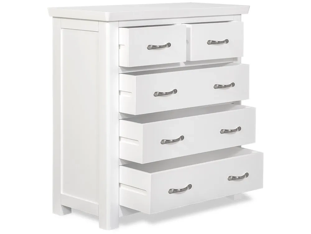 Asc Austin 3+2 White Wooden Chest Of Drawers (Assembled) intended for