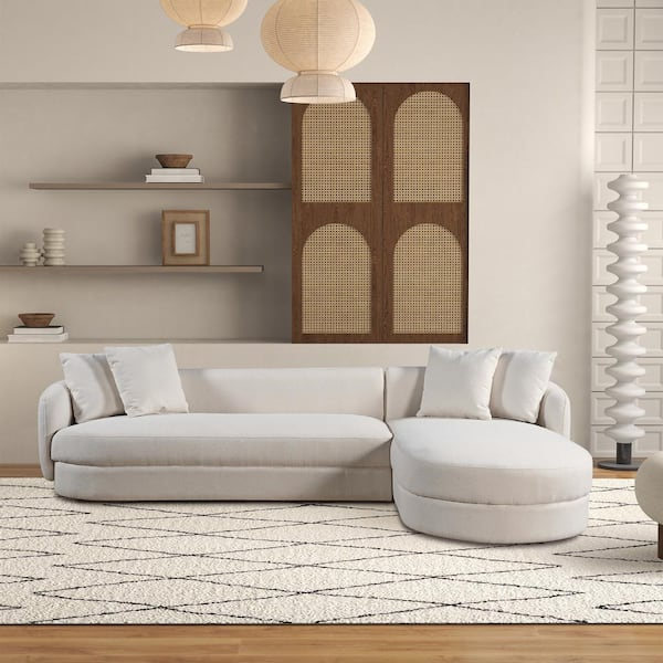 Ashcroft Furniture Co Arbury 118 In. Japandi Style L-Shaped Boucle ... throughout Inside Look at the Comfort and Style of a Cream Boucle Chaise Sectional