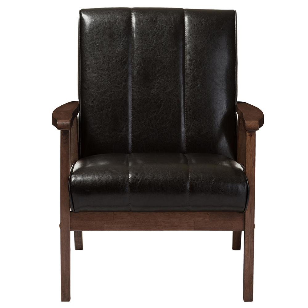 Baxton Studio Nikko Scandinavian Dark Brown Faux Leather Upholstered ... throughout Styling Your Home with the Versatile Dark Brown Nikko Faux Leather Sofa