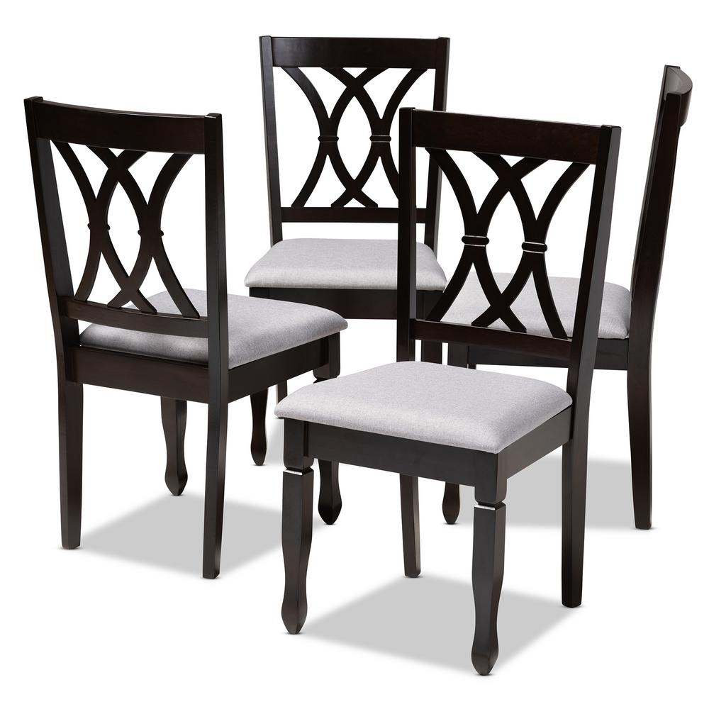Baxton Studio Reneau Gray And Espresso Fabric Dining Chair (Set Of 4 ... pertaining to Elevate Your Dining Space with the Versatile Reneau Set