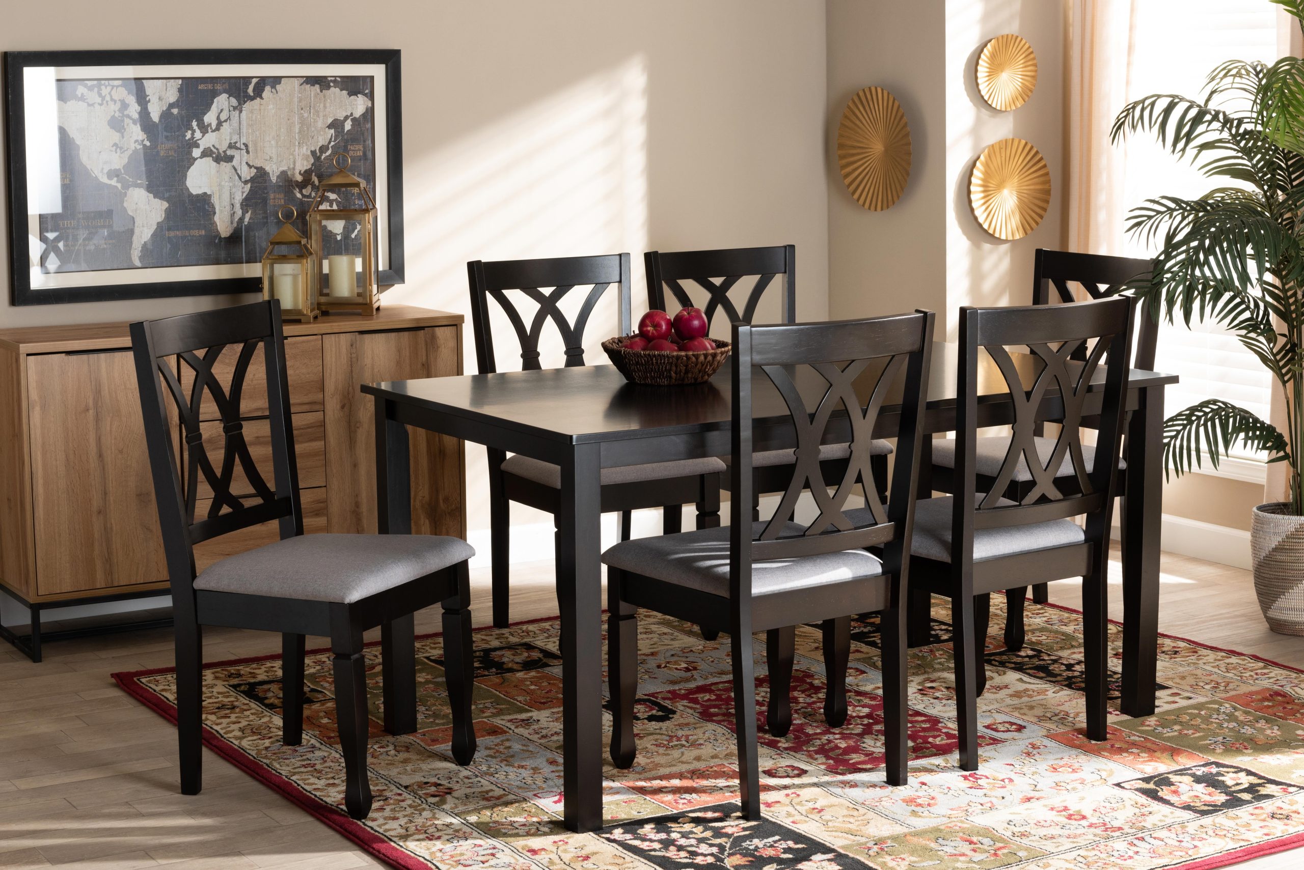Baxton Studio Reneau Modern And Contemporary Grey Fabric Upholstered ... in Elevate Your Dining Space with the Versatile Reneau Set