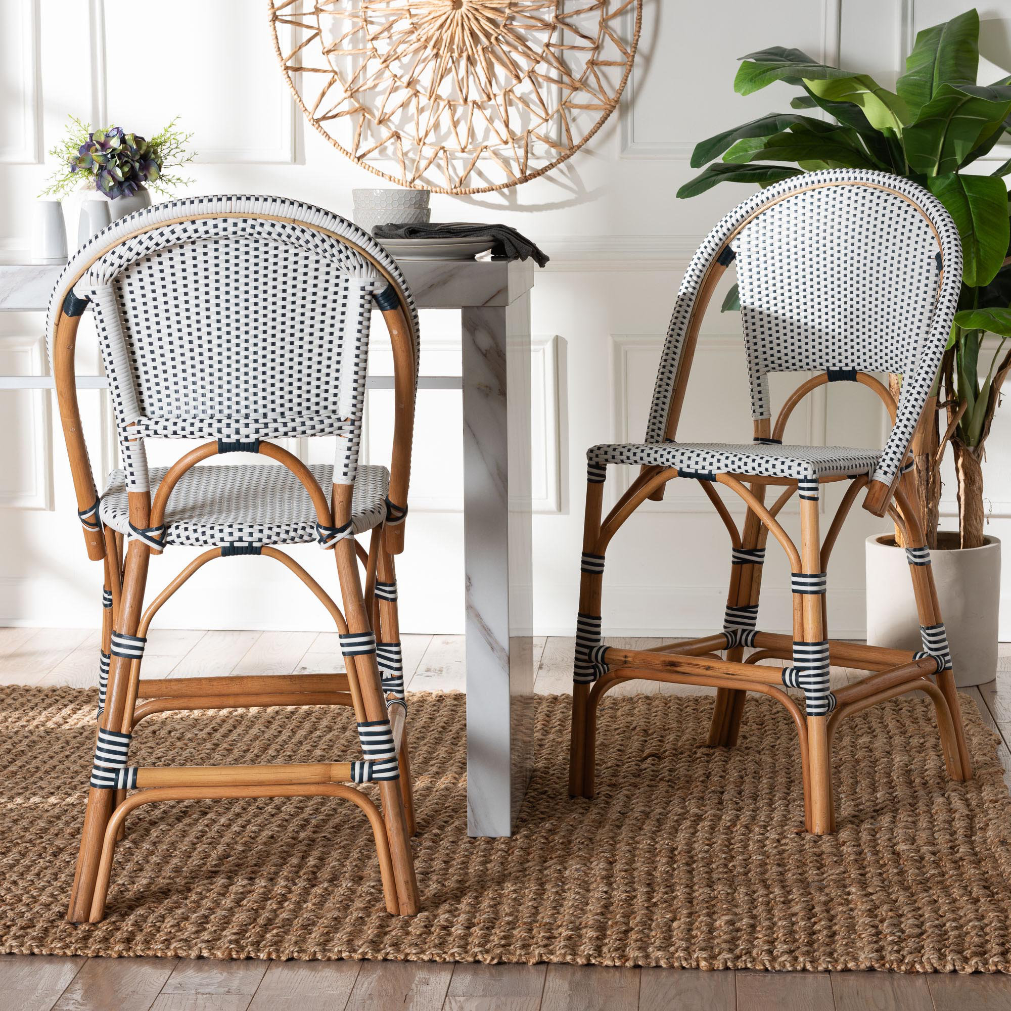 Bay Isle Homeâ„¢ Bali &Amp; Pari Genica Classic French Two-Tone Weaving And ... within A Closer Look at the Loulou Rattan 2PC Counter Stool Set Dark Brown