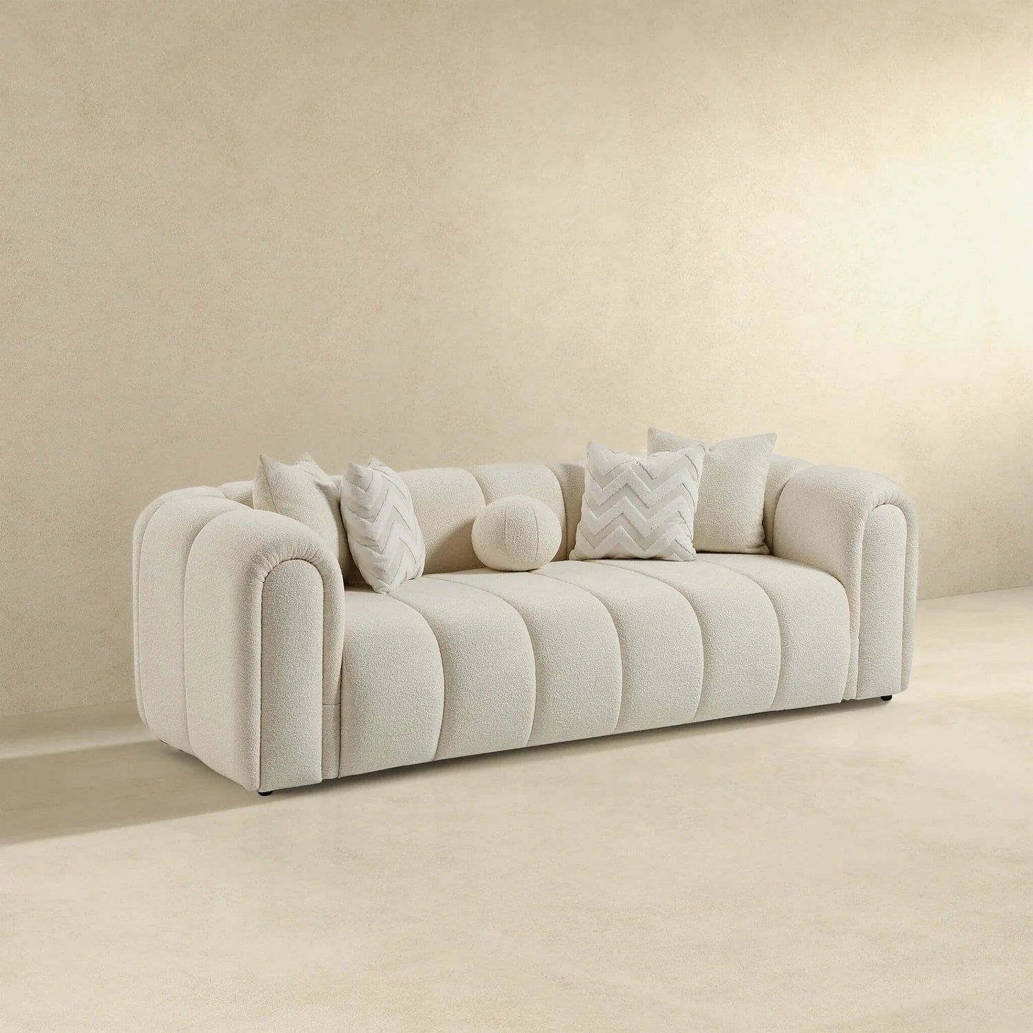 Beatrice Modern Tufted Ivory Boucle Sofa In 2024 | Modern Tufted Sofa ... with regard to