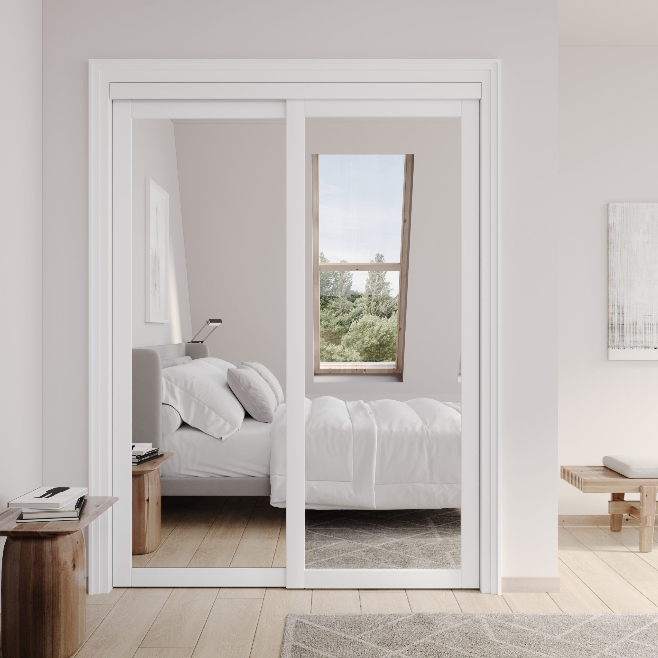 Beautiful White Modern Closet Doors inside Creating a Dreamy Bedroom with a White 70.9" Sliding Door Wardrobe