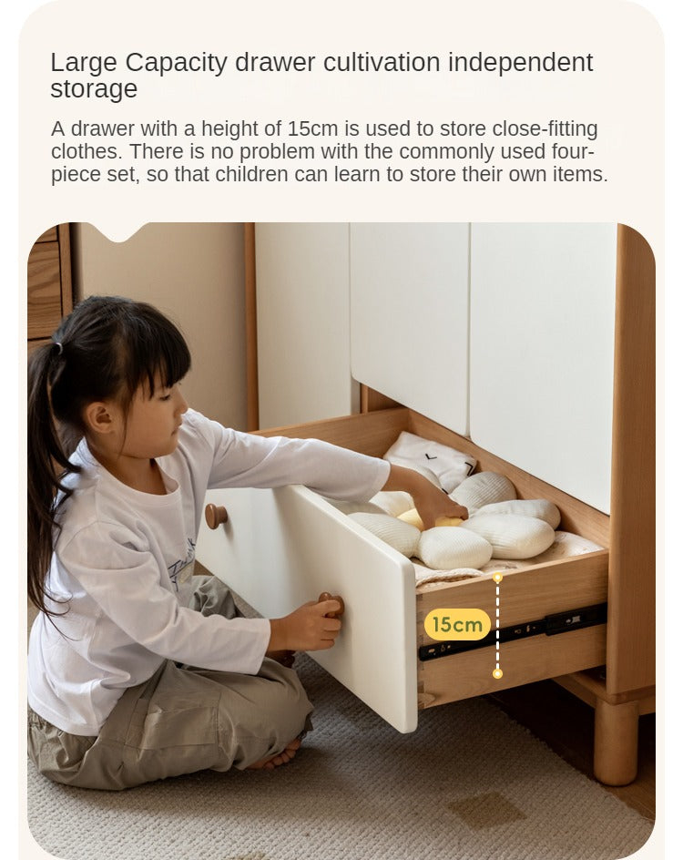 Beech Solid Wood Kids Wardrobe inside