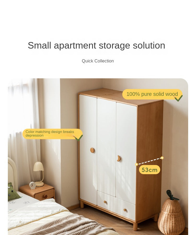 Beech Solid Wood Kids Wardrobe intended for