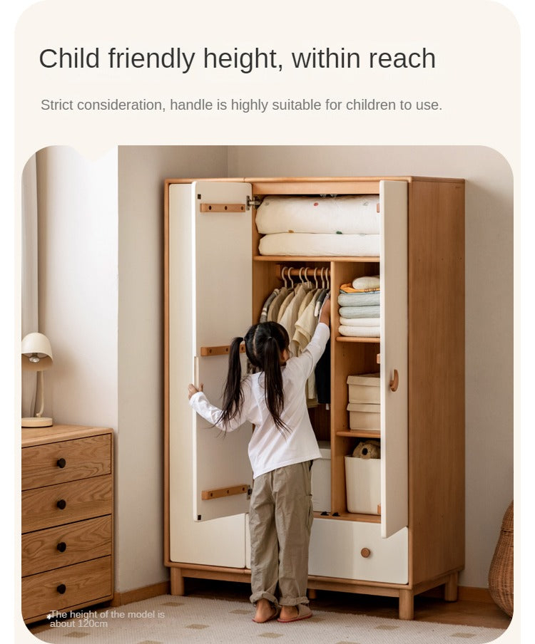 Beech Solid Wood Kids Wardrobe pertaining to