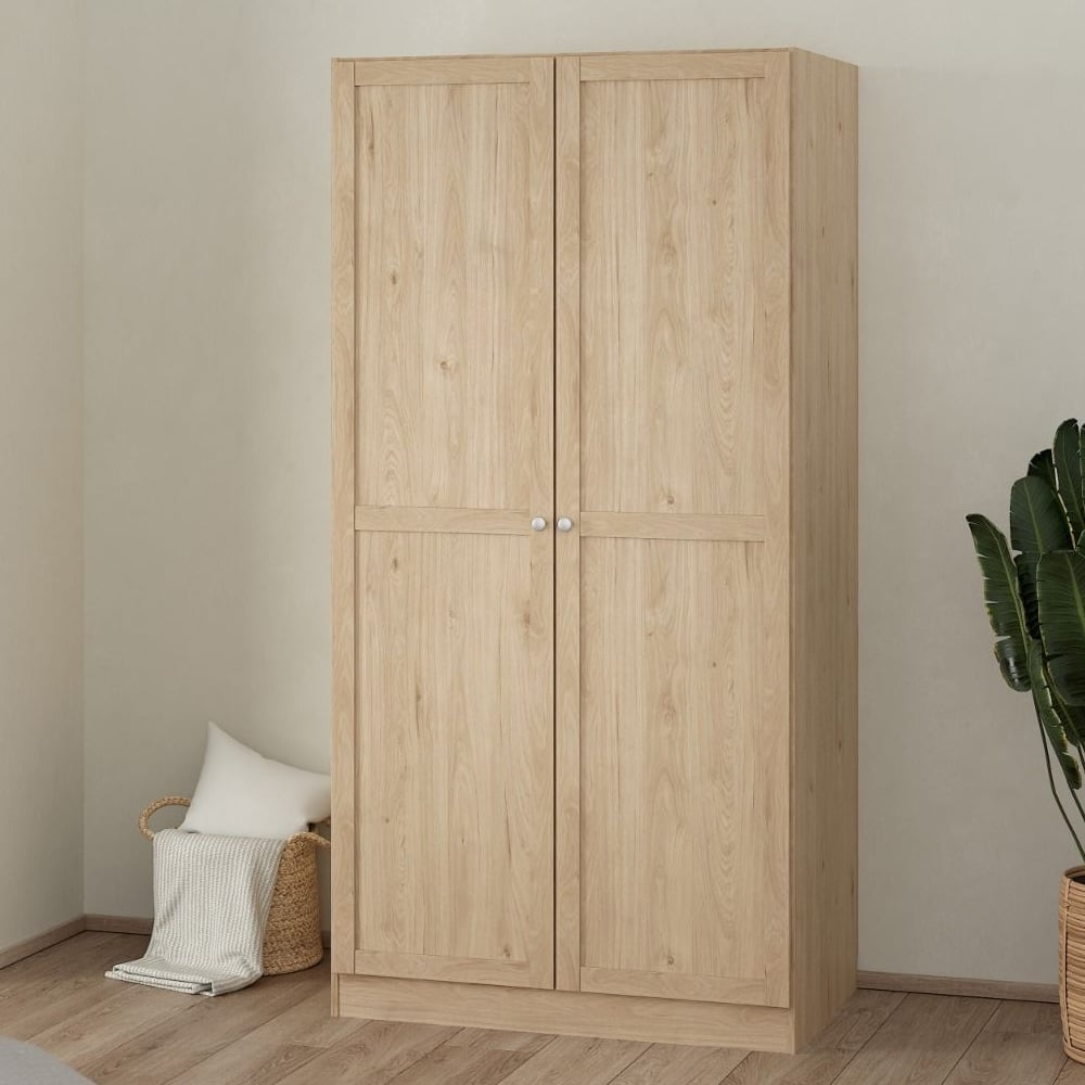 Bensalem Wooden Wardrobe With 2 Doors In Oak | Furniture In Fashion intended for