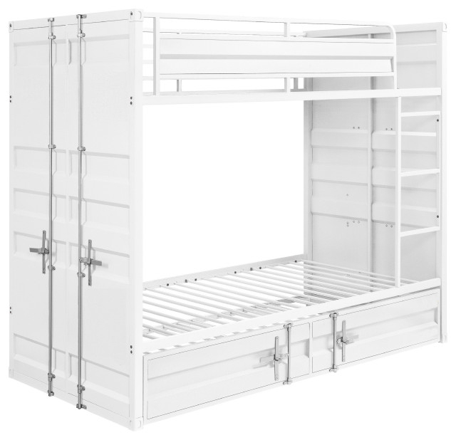 Benzara Bm214902 Industrial Style Twin Size Bunk Bed With Panel Design ... regarding The Benzara BM182836 Bunk Bed Assembling and Enjoying Your New Space Saver