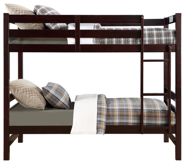 Benzara Bm230712 Twin Over Twin Bunk Bed With Attached Ladder, Espresso ... with regard to The Benzara BM182836 Bunk Bed Assembling and Enjoying Your New Space Saver