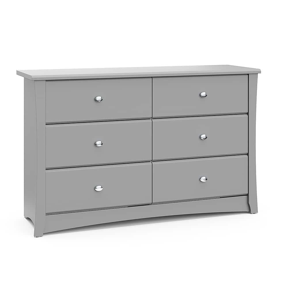 Best Buy: Storkcraft Crescent 6-Drawer Double Dresser Pebble Gray 03666-30F pertaining to