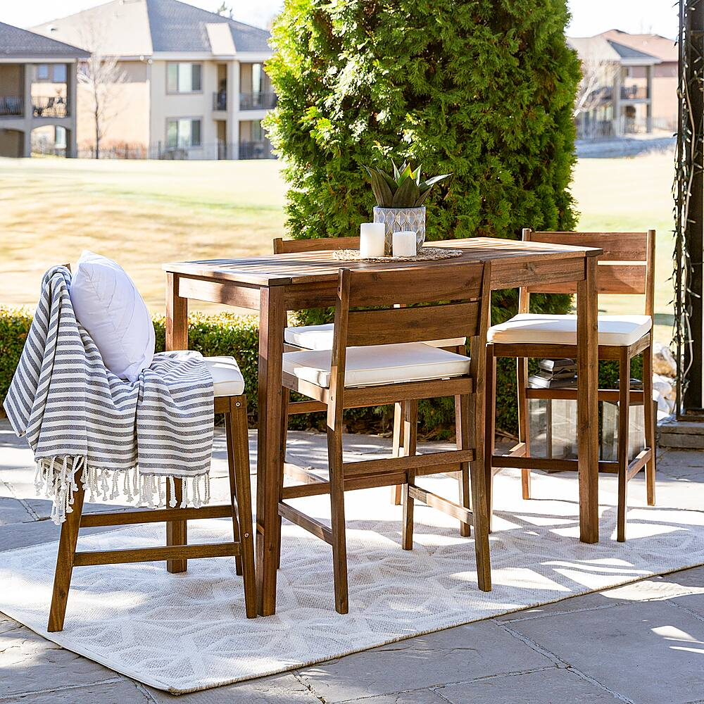 Best Buy: Walker Edison 5-Piece Acacia Wood Counter Height Dining Set ... in