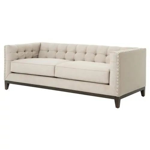Bethune Modern Classic Tufted Straight Back Linen Sofa | Modern Tufted ... within