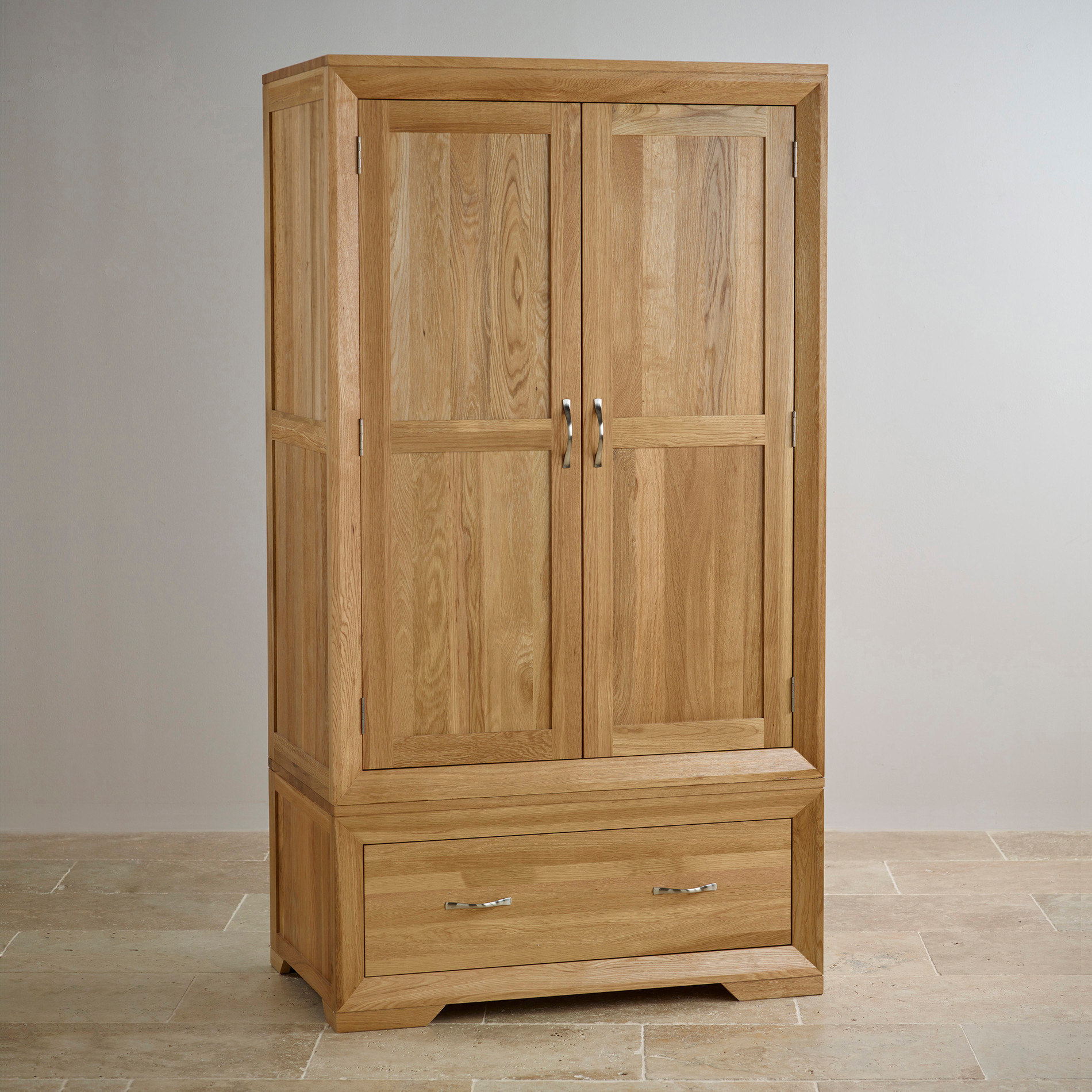 Bevel Natural Solid Oak Wardrobe | Bedroom Furniture inside