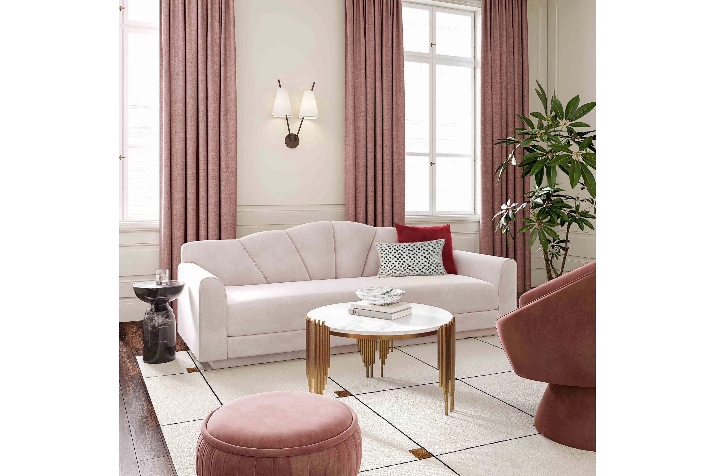 Bianca Blush Velvet Sofa regarding