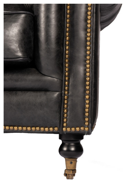 Birmingham Sofa Onyx Black Leather - Traditional - Sofas - By Moe's ... within Experiencing Luxury The Birmingham Sofa in Onyx Black Leather
