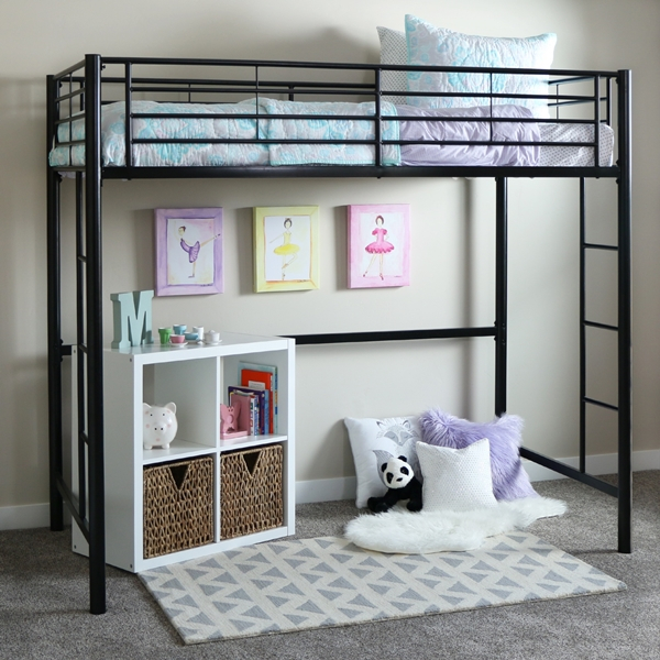 Black Metal Twin Size Loft Bed - Free Shipping Offer throughout