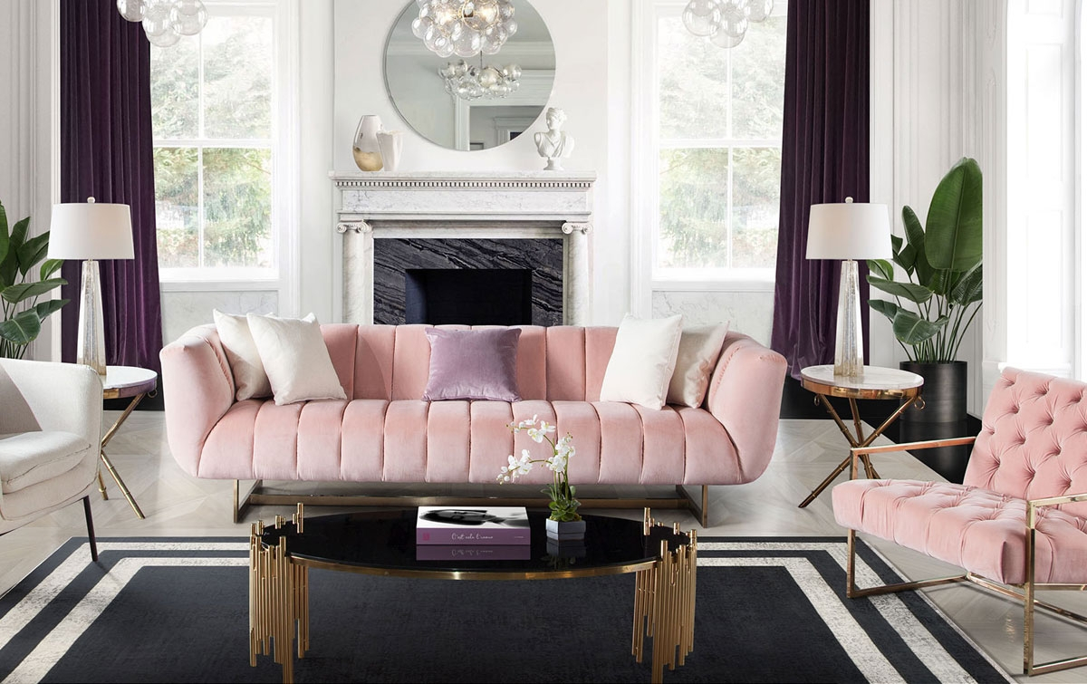 Blush Sofa | Baci Living Room inside
