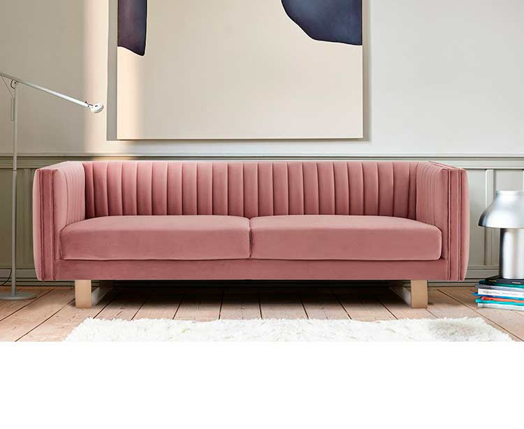 Blush Velvet Sofa Al Delbert | Fabric Sofas intended for