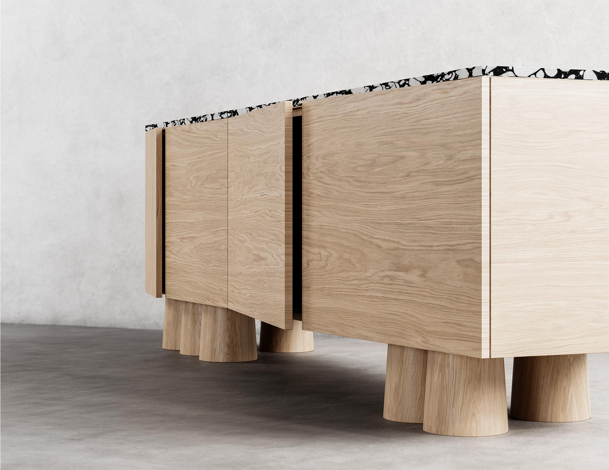 Bond Dresser - Modern 6 Drawer Nude Cathedral Oak + Exotic Black/White ... intended for