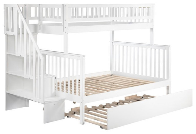 Bowery Hill Traditional Wood Twin Over Full Bunk Bed With Trundle In ... pertaining to