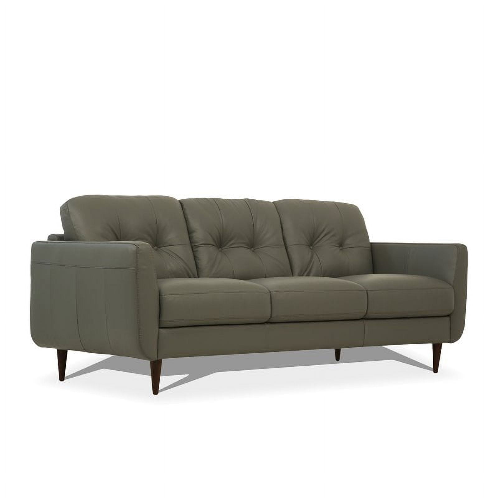 Bowery Hill Tufted Leather Sofa In Pesto Green - Walmart.com within