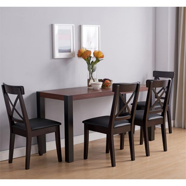 Bowery Hill Wood Rectangle Dining Table In Walnut And Black Finish ... within Why the Bowery Hill Walnut Dining Table is a Foundation for Family Gatherings