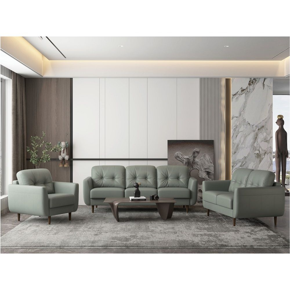Brand New Italian Leather Pesto Green Sofa (Optional Loveseat Or Chair ... in Finding the Perfect Pesto Green Leather Tufted Sofa with Tapered Wood Legs