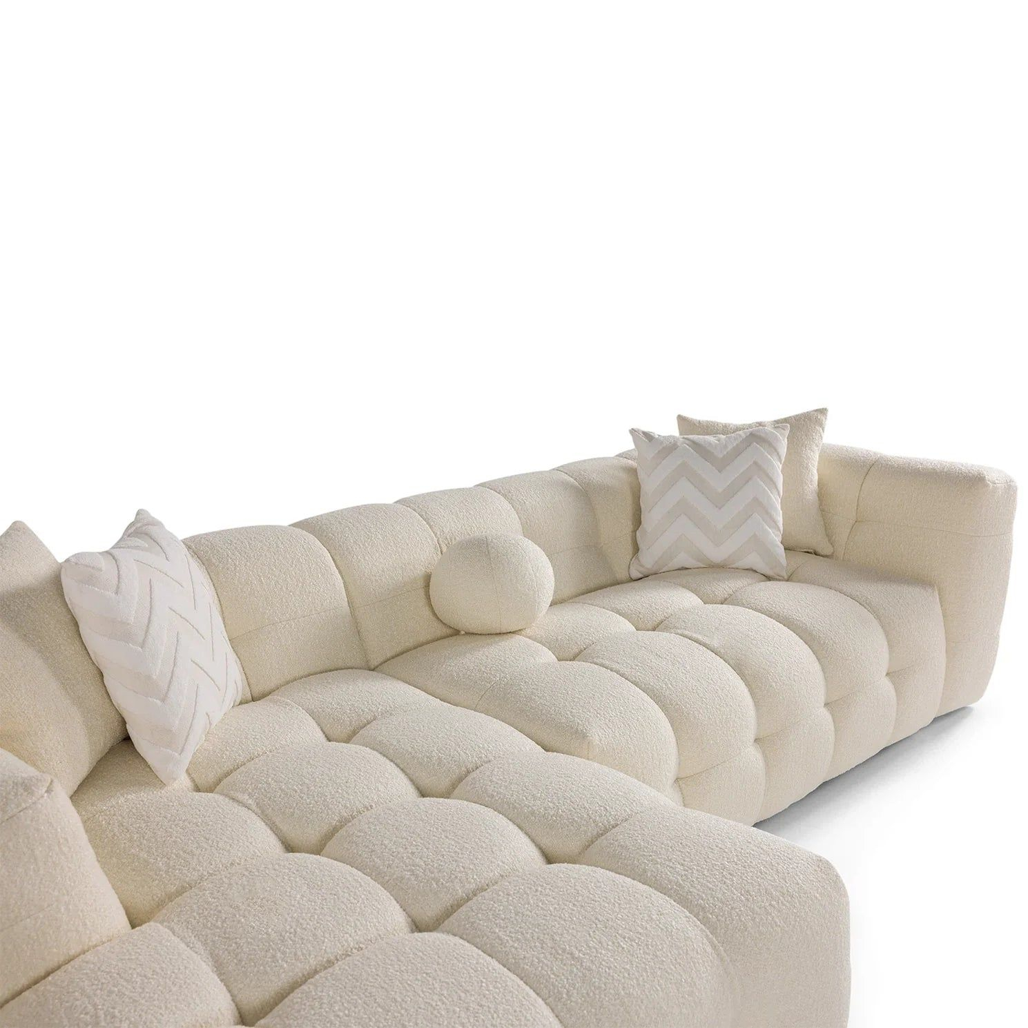Brooklyn Ivory Boucle Laf Chaise Sectional | Sectional Sofa Beige ... for