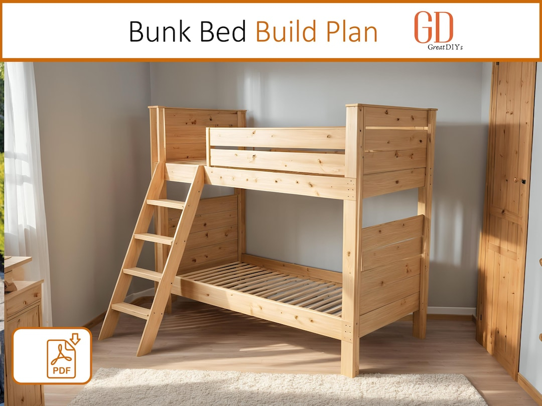 Bunk Bed Build Plans- Wood Bunk Bed Plan- Bed With Stairs Plan ... within