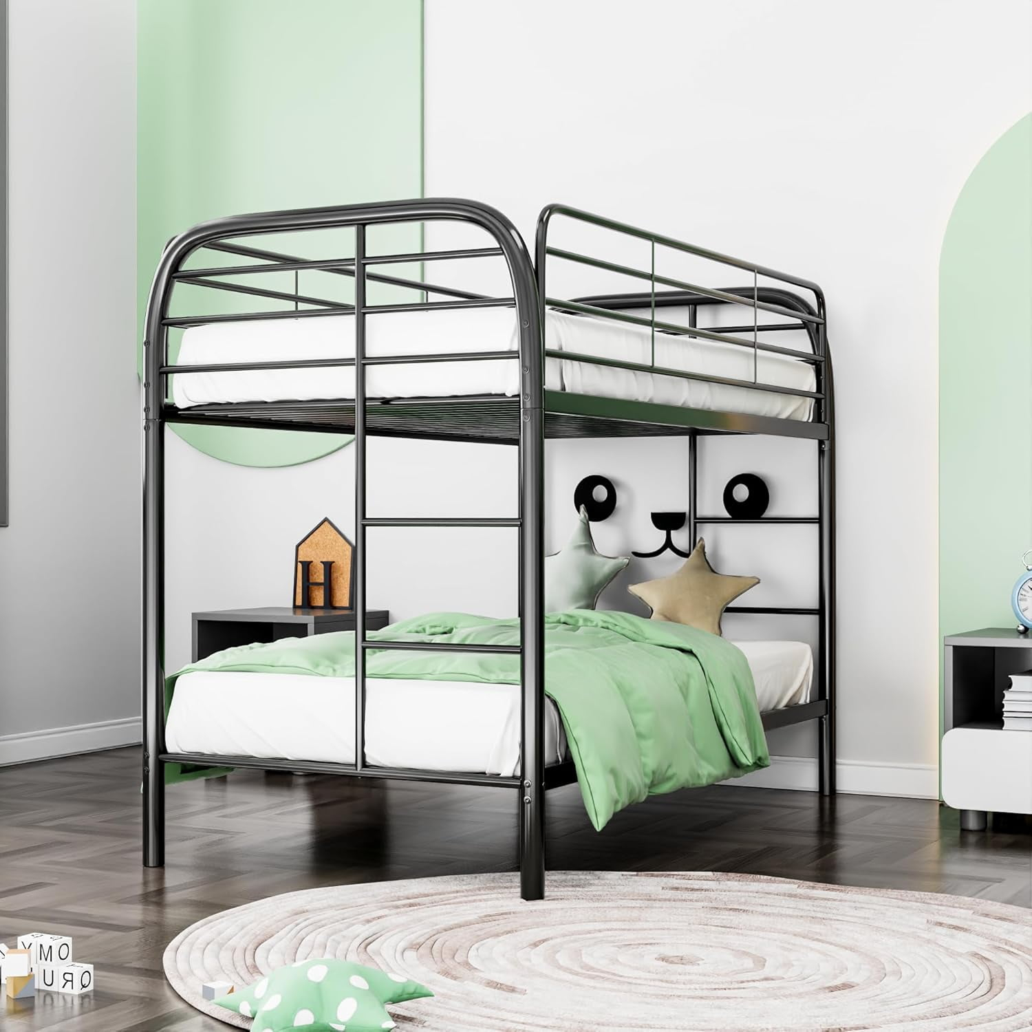 Bunk Beds, Metal Bunk Beds With Secure Guard Rail &Amp; Ladders, Space ... with regard to