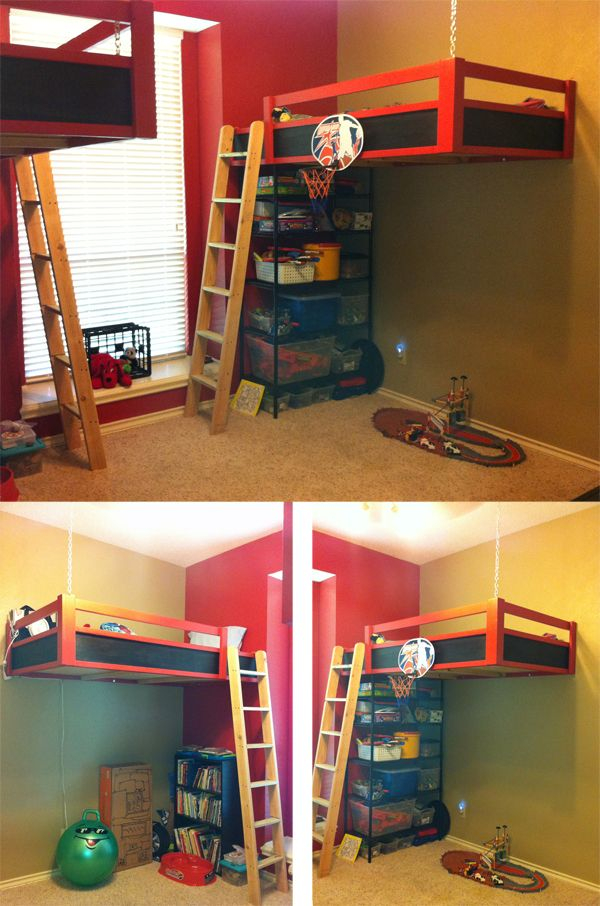 Bunk Beds Suspended From The Ceiling And Attached To The Studs In The ... with regard to