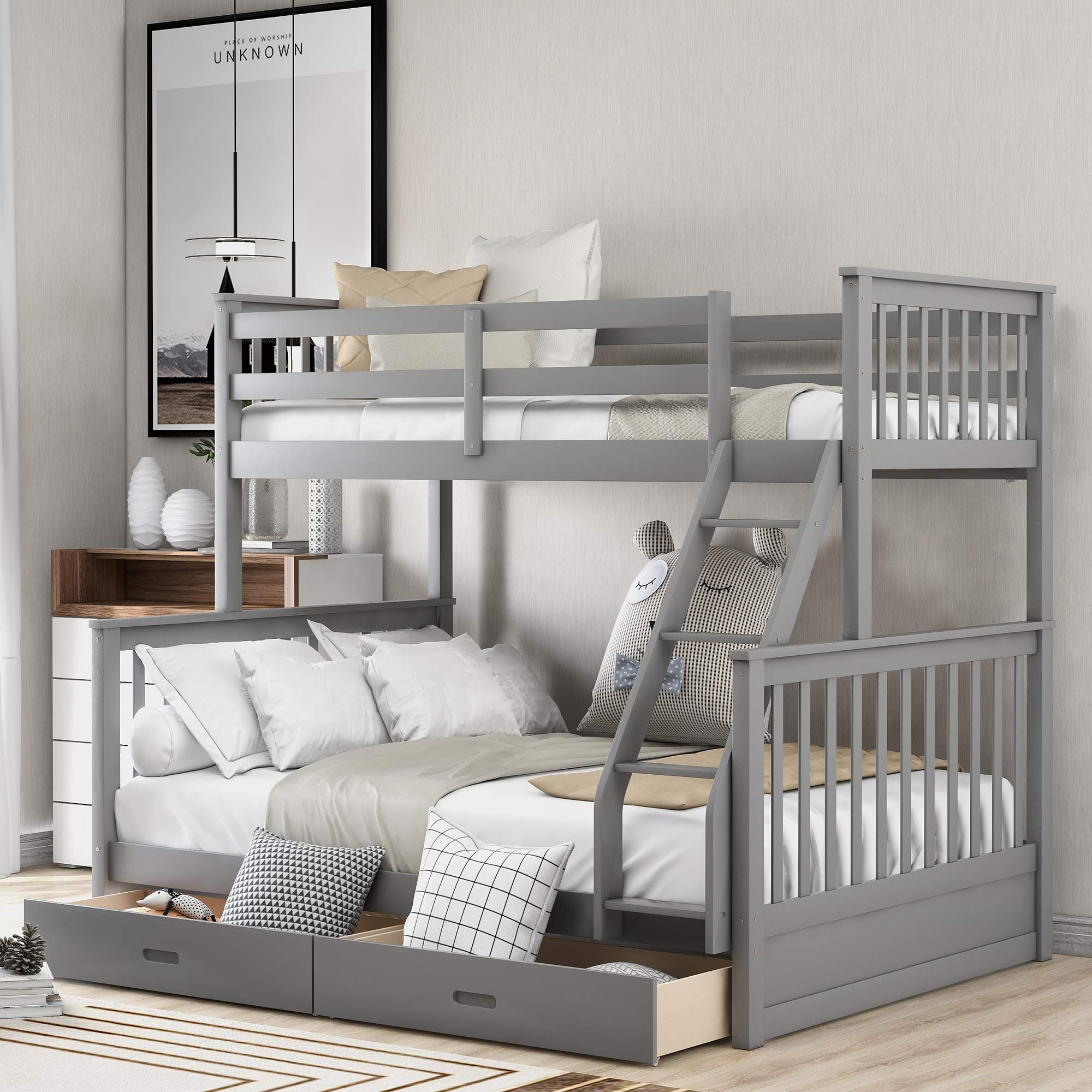 Buy Harper &Amp; Bright Designs Bunk Bed With Drawers, Twin Over Full Bunk ... within