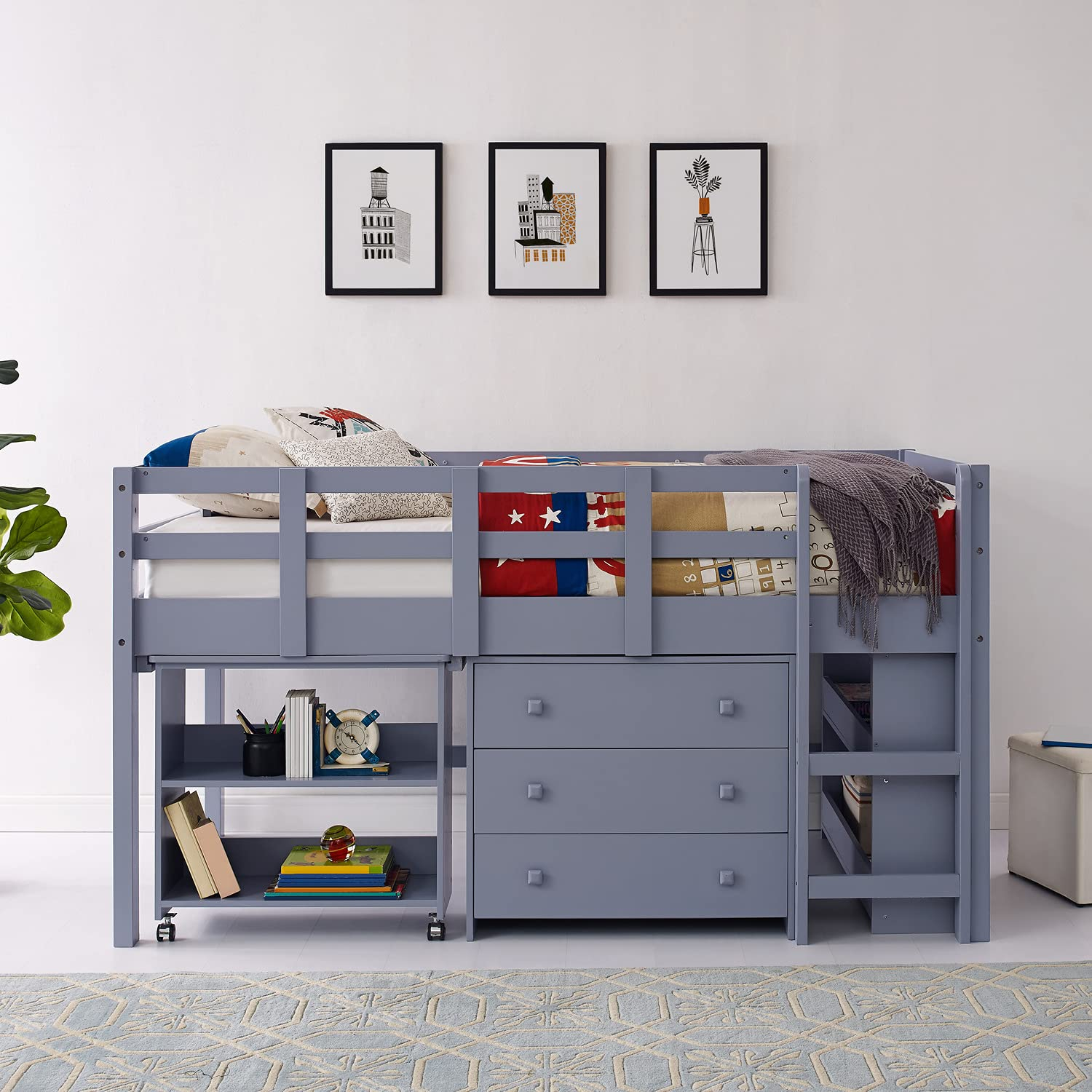 Buy Twin Size Loft Bed With Desk Low Study Kids Loft Bed With Desk And ... for