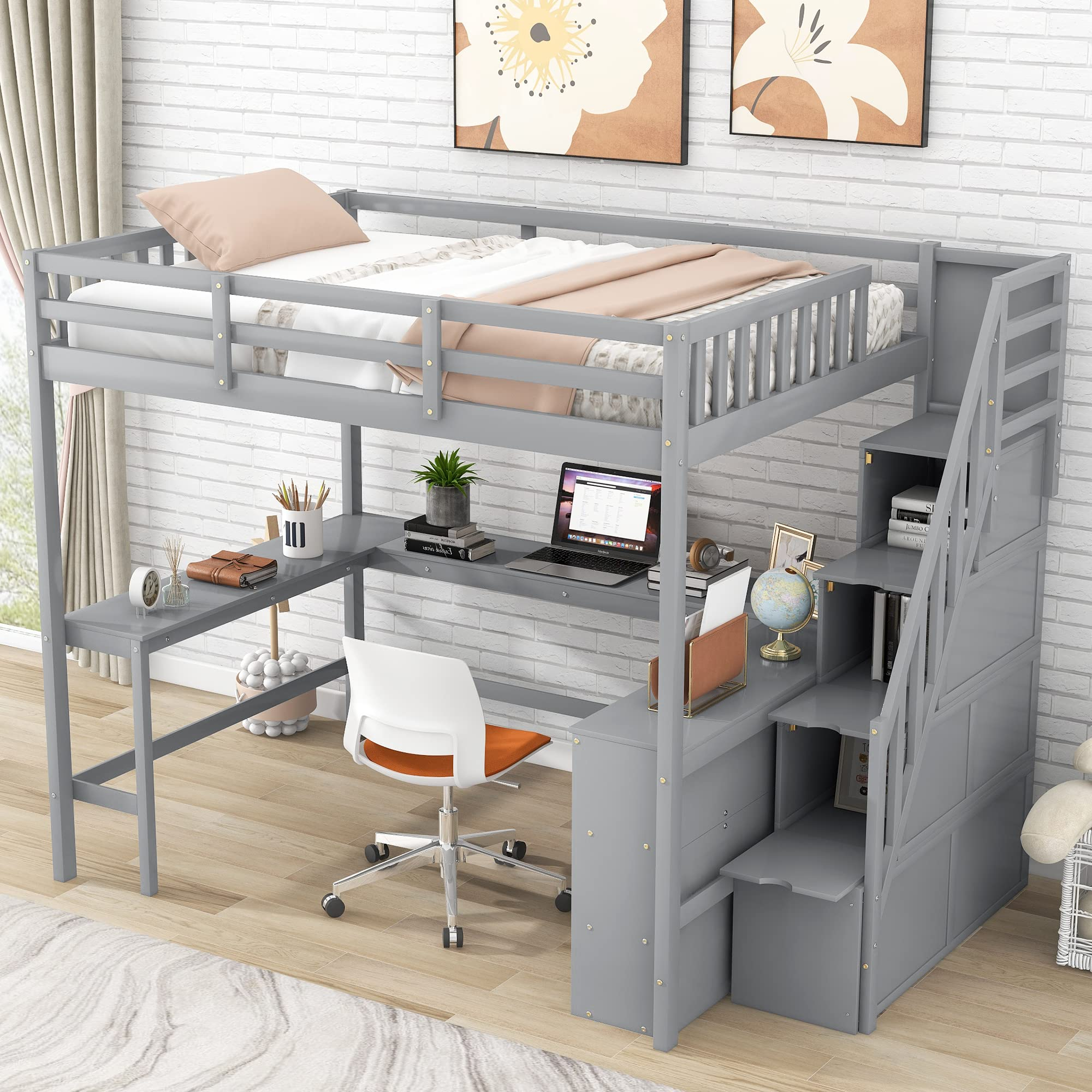 Buy Xd Designs Full Size Loft Bed With Built-In L-Shaped Desk And ... intended for