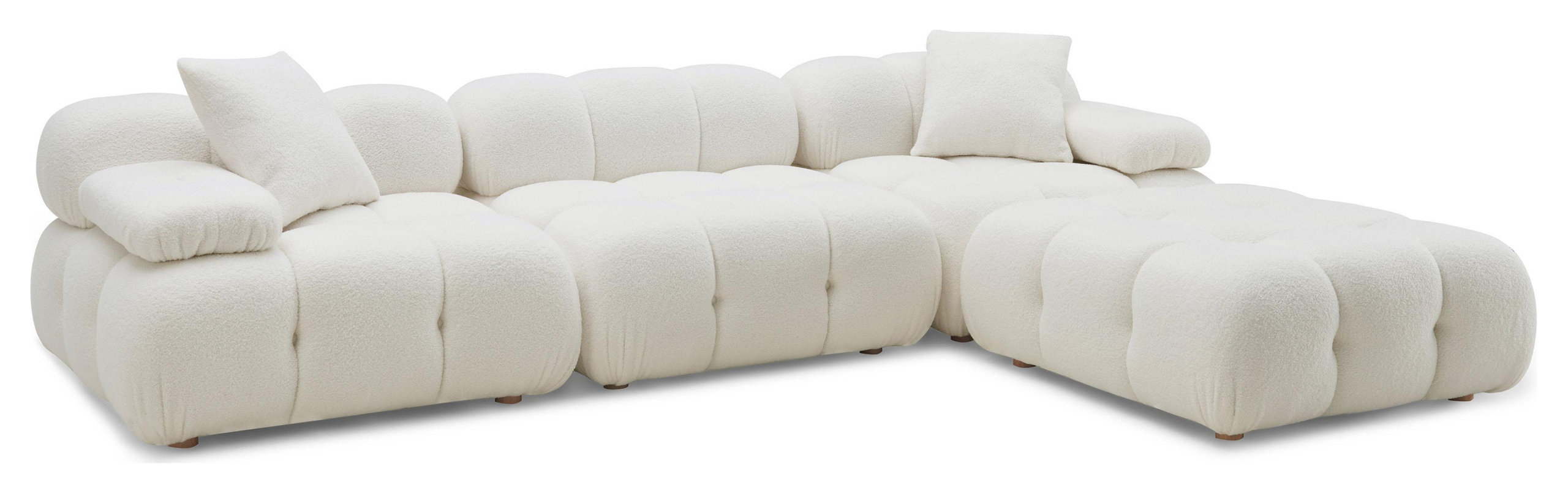 Calliope Cream Vegan Shearling 4-Piece Modular Sectional - Transitional ... in Creating Cozy Spaces The Art of Styling Your Calliope Cream U-Sectional